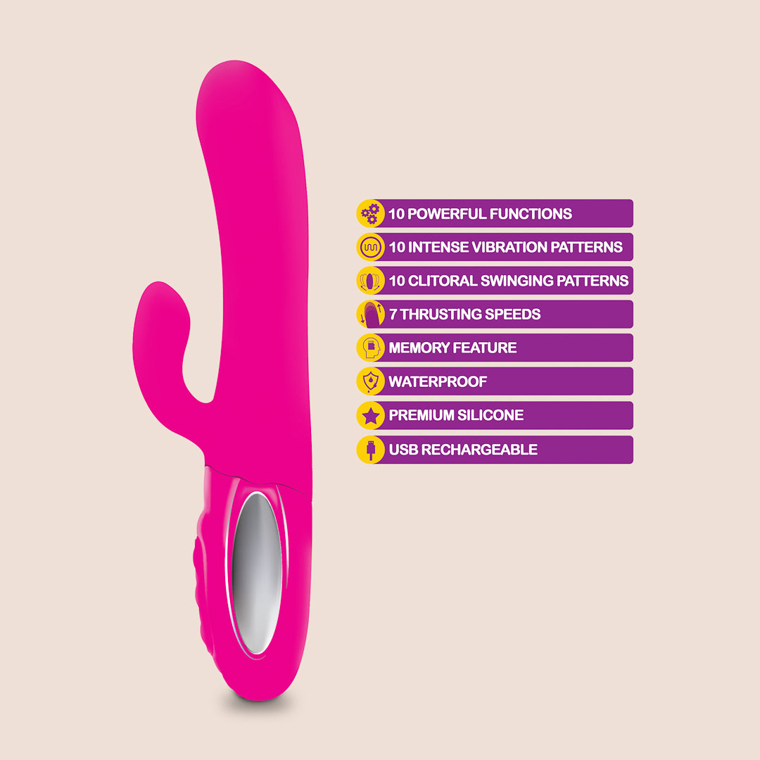 Viben Hypnotic Rabbit Vibrator with Swinging Clitoral Stimulator | thrusting and rechargeable