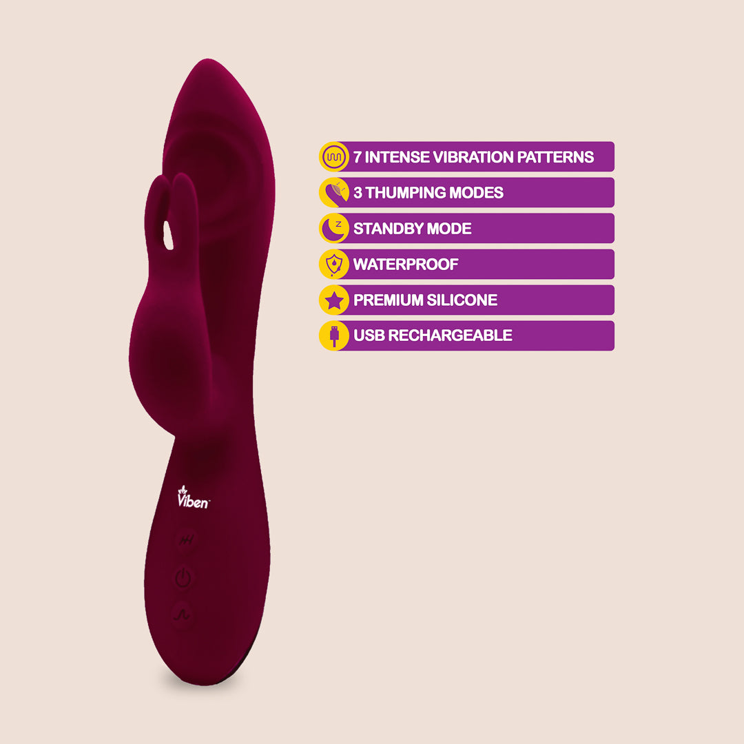 Viben Pzazz Rechargeable Rabbit Vibrator | thumping vibrator