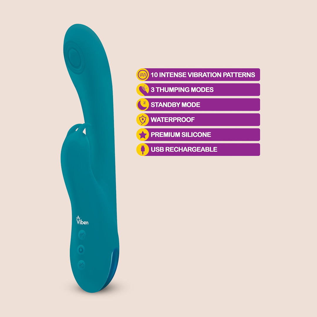 Viben Razzle Rechargeable Thumping Rabbit Vibrator | waterproof and rechargeable