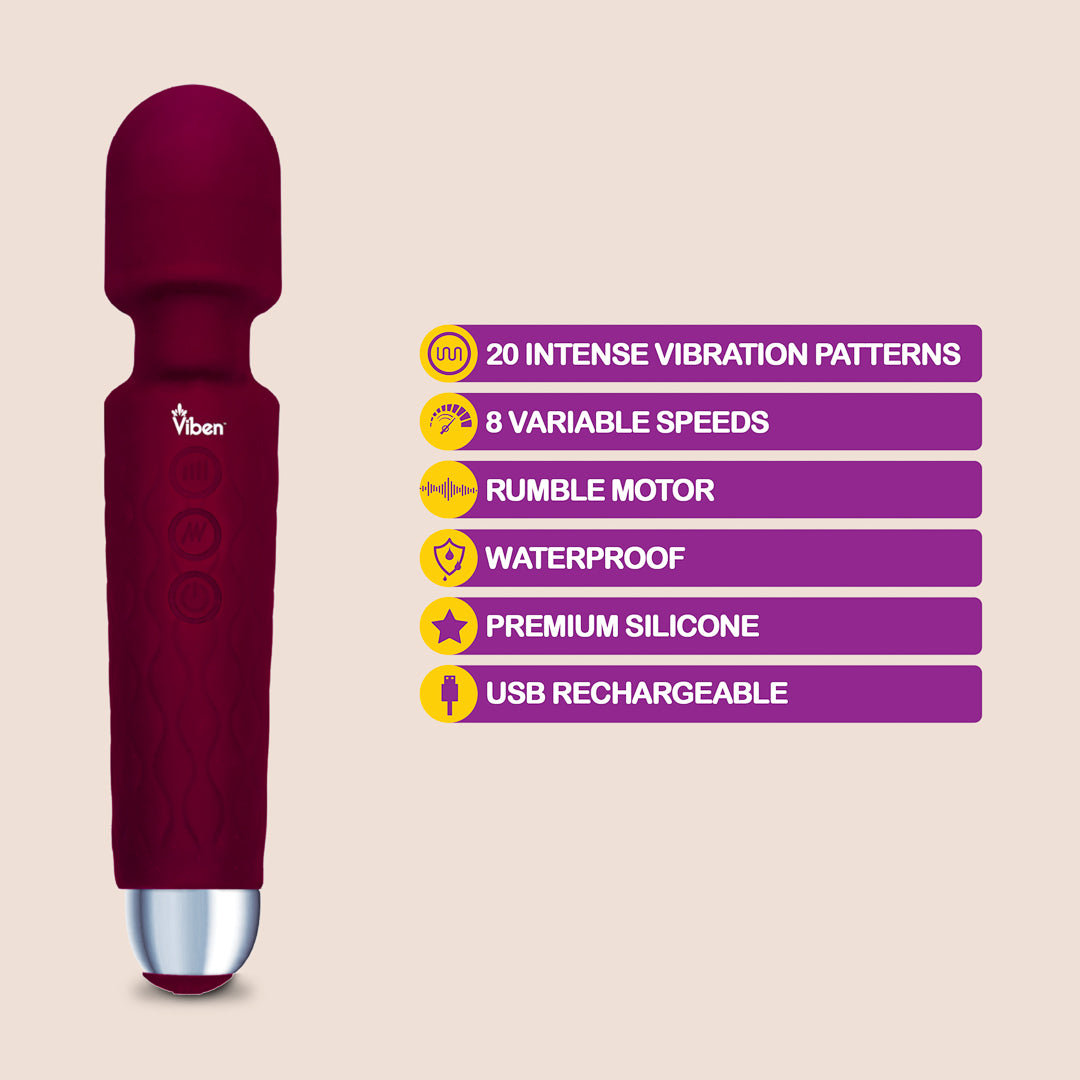 Viben Tempest Wand Massager | waterproof and rechargeable massager